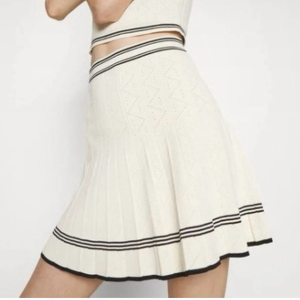 NWT House Of Harlow 1960 Revolve Pointelle Pleated Knit Classic Preppy Skirt - S